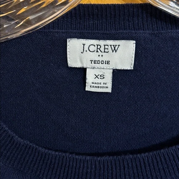 J. Crew Dark Blue Sweater with Pink Heart Design - Picture 3 of 6